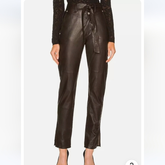 rag & bone Pants - NWT RAG & BONE Mia Leather Jeans Relaxed Pants Dark Brown, Sz 4 & 6